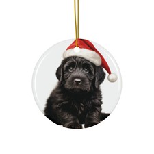 Hanging Ceramic Christmas Tree Ornament - Bouvier de Flandre Puppy Design