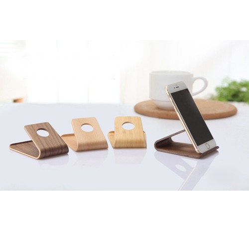 Wooden Mobile Phone Case Base Bracket Creative Curved Wood Desktop Phone Holder - Zdjęcie 6 z 11