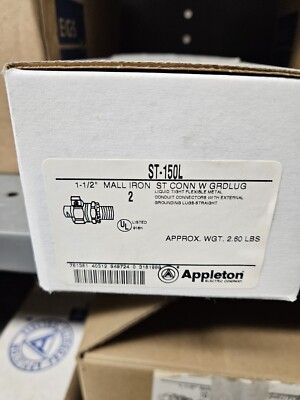 Appleton ST-150L 1 1/2 sealtite connector with ground lug lot of 6 | eBay