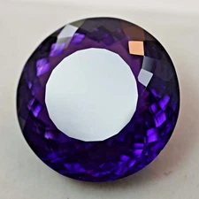 55 Ct Natural Purple Amethyst Russian Round Cut CERTIFIED Loose Gemstone