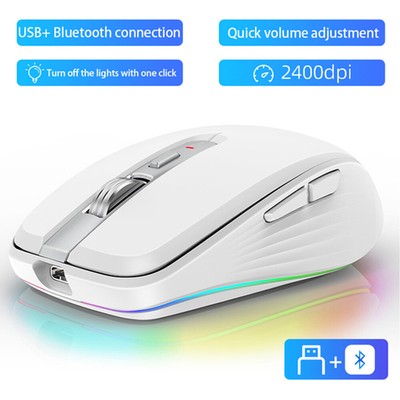 Funkmaus RGB Maus Kabellos USB Bluetooth Mouse 2400DPI Computer Notebook Laptop