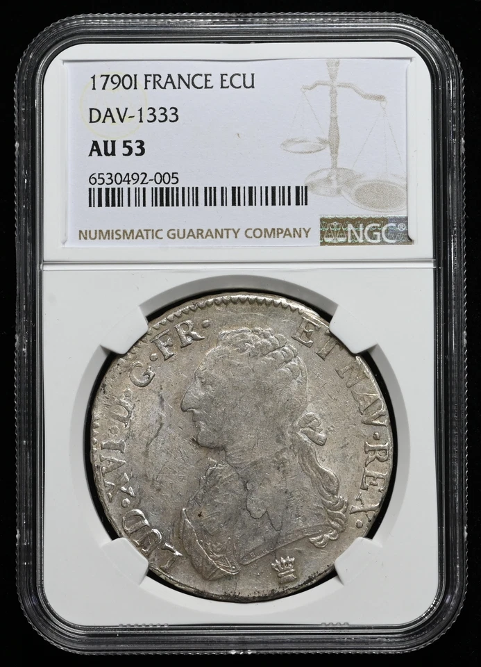 FRANCIA. Luis XVI, ecu de plata, 1790-I, Dav-1333, NGC AU53 Foto 3 de 4