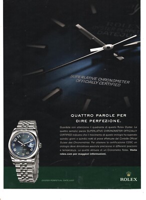Rolex Oyster Perpetual Datejust Pubblicità 09 Italian Magazine Advertising 28x21