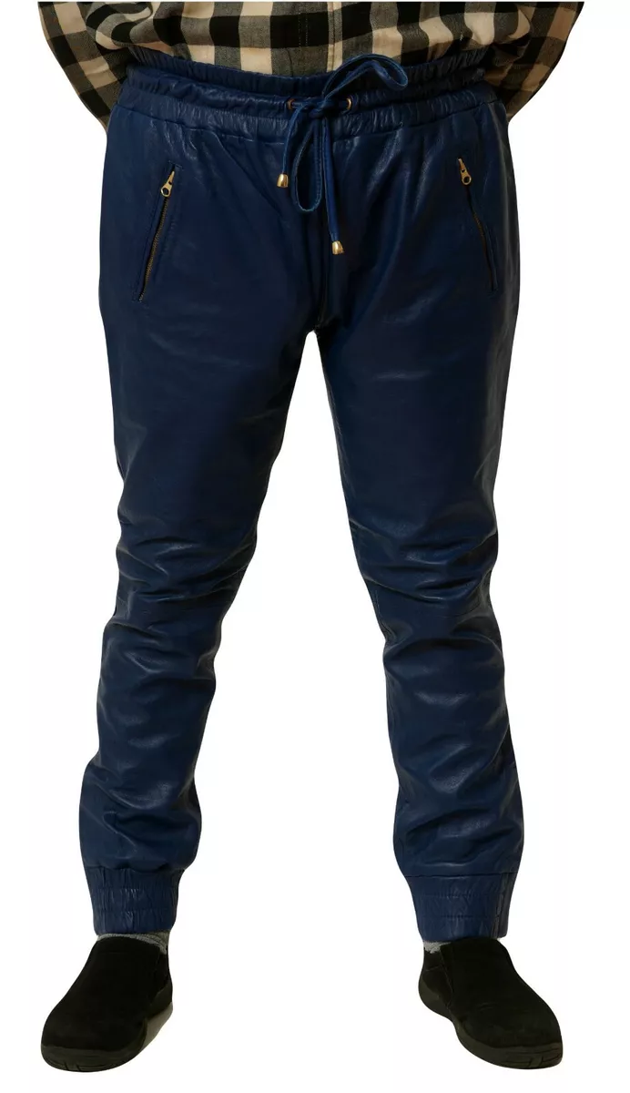 Mens Genuine Leather Sweat Pants / Joggers Relaxed Big Mans sizes 4XL 5XL 6XL