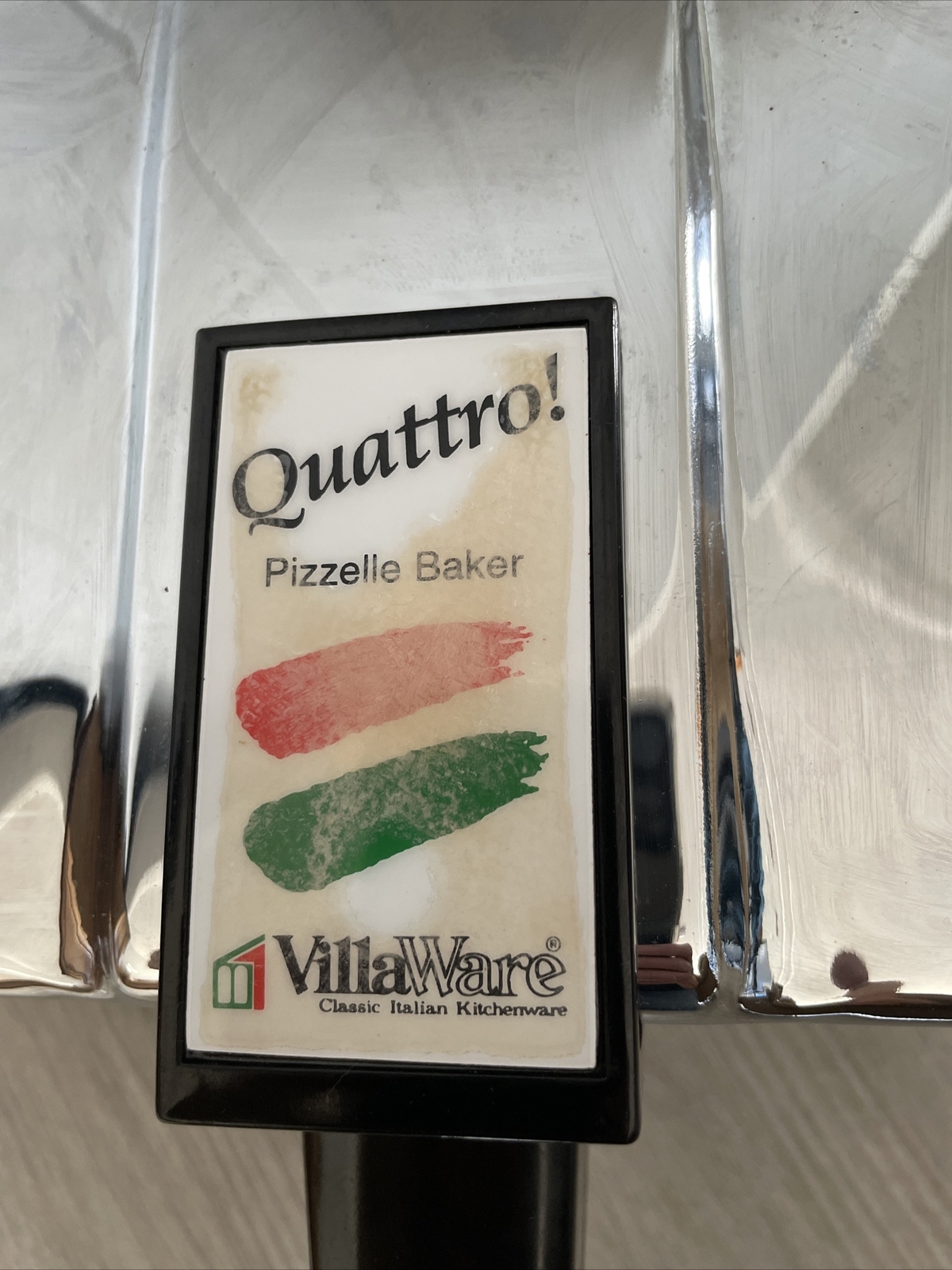 🔥VillaWare Chrome Quattro Pizzelle Baker Maker Iron 3850 750W Non Stick