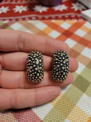 Vintage Diane Malouf Sterling Silver 14k Gold Statement Earrings
