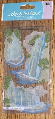 RARE Jolees VELLUM WATERFALLS Mountains Trees Card Making 3D Scrapbook Stickers
