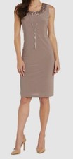 R M Richards Women's Brown Soutache Sheath Dress Size 12