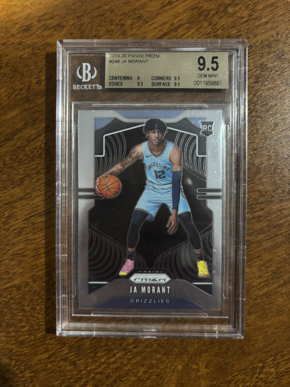 2019-20 Ja Morant Prizm RC #249 BGS 9.5 GEM MINT Grizzlies Rookie Card