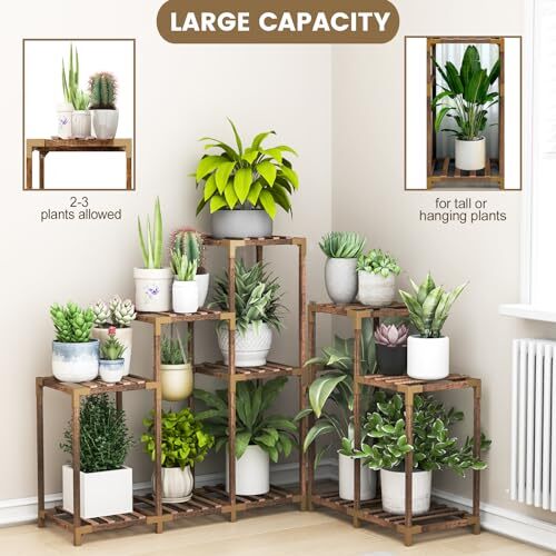 HOMKIRT Plant Stand Indoor Outdoor, 11 Tier Corner Shelf Assorted Item Shapes - Picture 2 of 60
