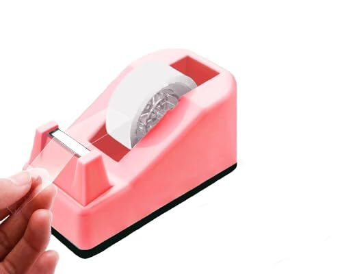 Desktop Tape Dispenser with Weighted Non-Skid Base, Heavy Duty Cute Tape