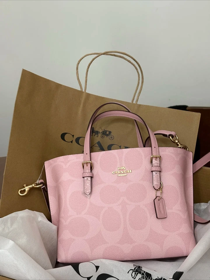 女士 Mollie 托特包 25 英寸签名帆布粉末粉色礼品袋 CAL50 — 第 3/3 张图片