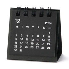 MUJI Desktop Mini Calendar 2025 Black From Japan 6 x 6 cm - NEW