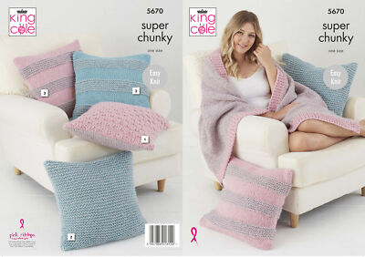 Easy Knit Überwurf & Kissenbezug Strickmuster King Cole Super Chunky 5670