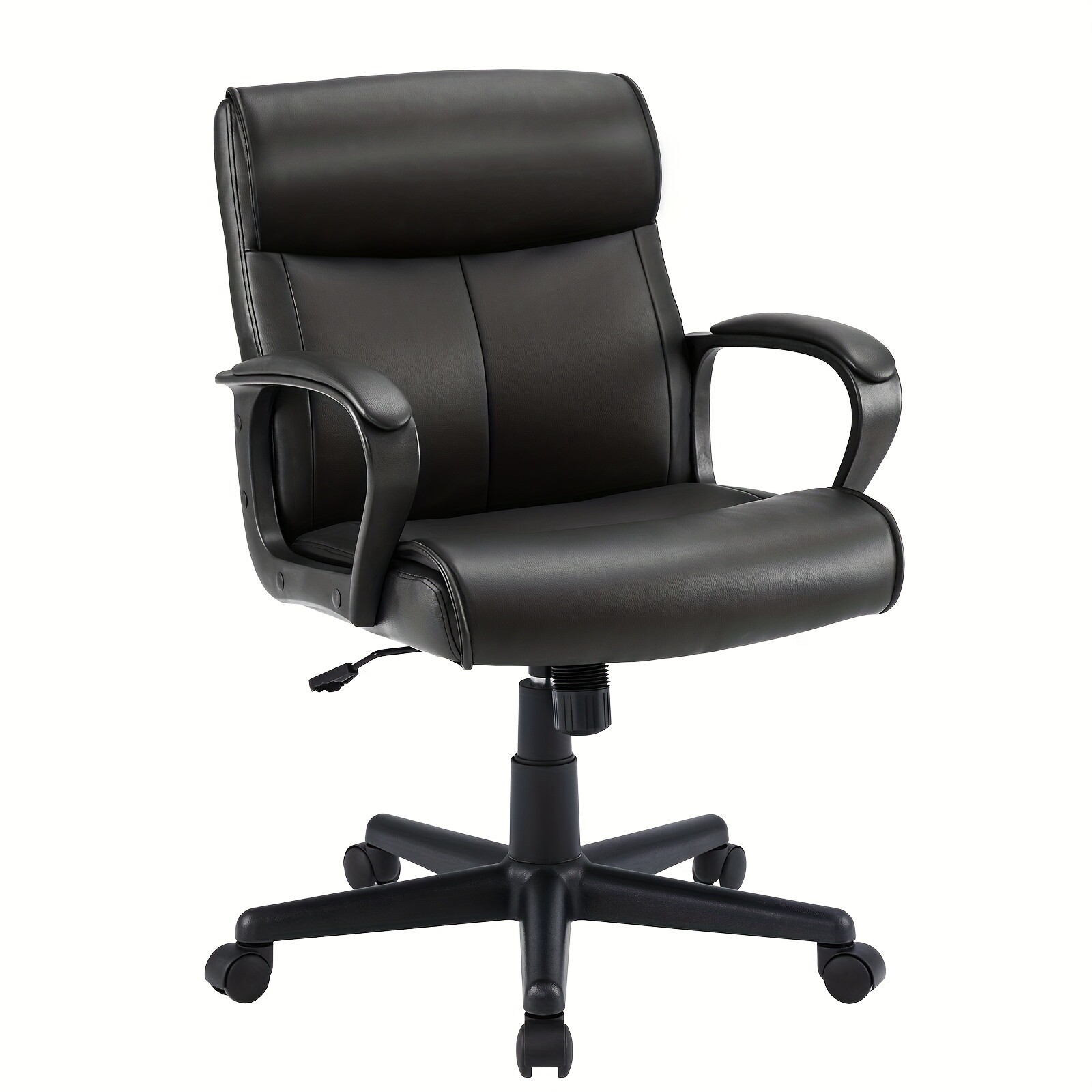 Adjustable Height PU Office Chair with 360 Swivel and Armrests for Desk Use