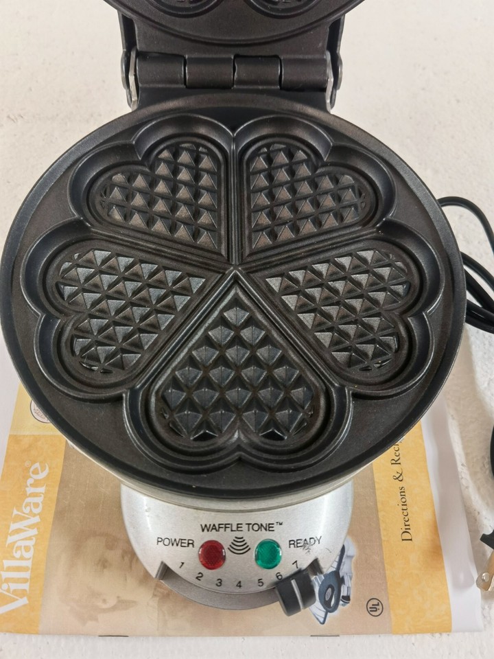 VillaWare Uno Heart Shape Round Waffler Model 2003 Waffle Maker eBay