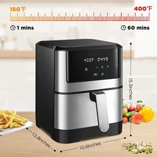 Digital Air Fryer Stainless Steel Digital 8QT 1500W Oil Free Frying Cooker