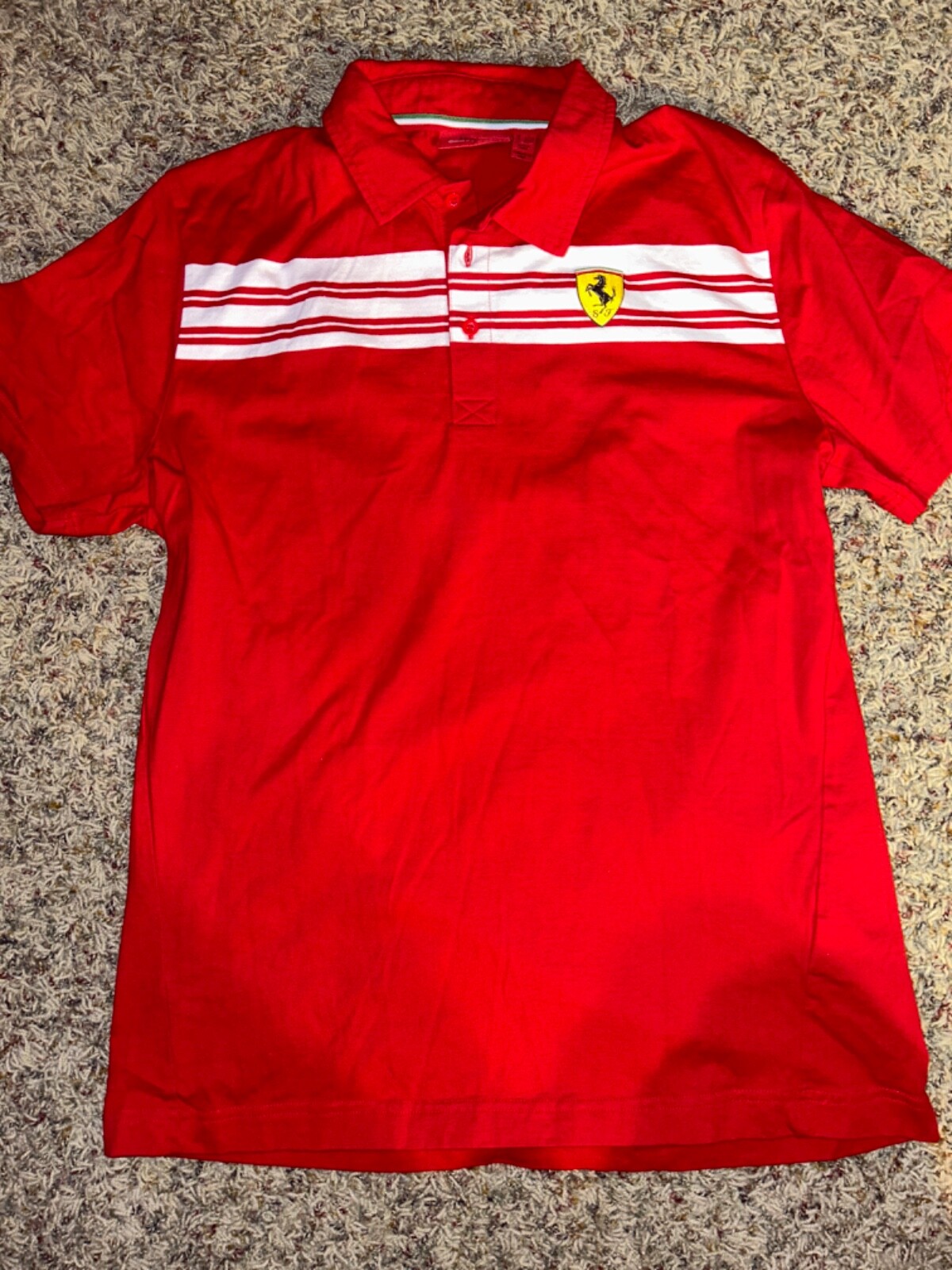 Ferrari Collared Buttoned Polo Shirt - Gem