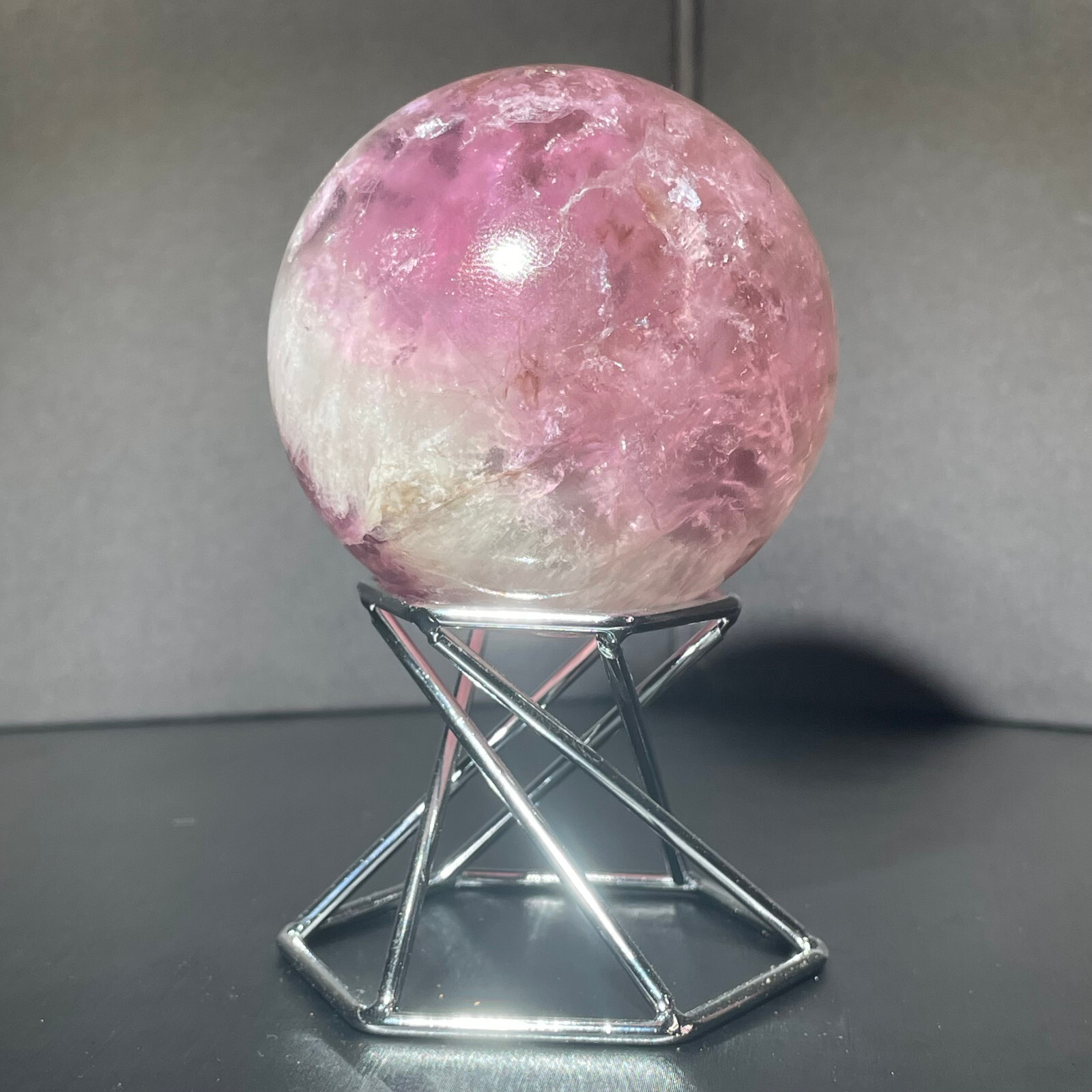Colorful natural fluorite quartz crystal ball for healing and energy