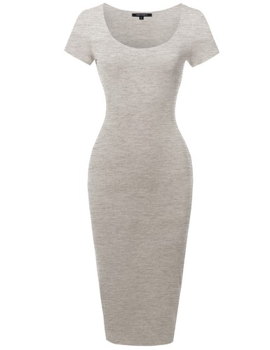 FashionOutfit Women's Solid Scoop Neck Double Layer Short Sleeves Body-Con Dress - 第 15/22 張圖片