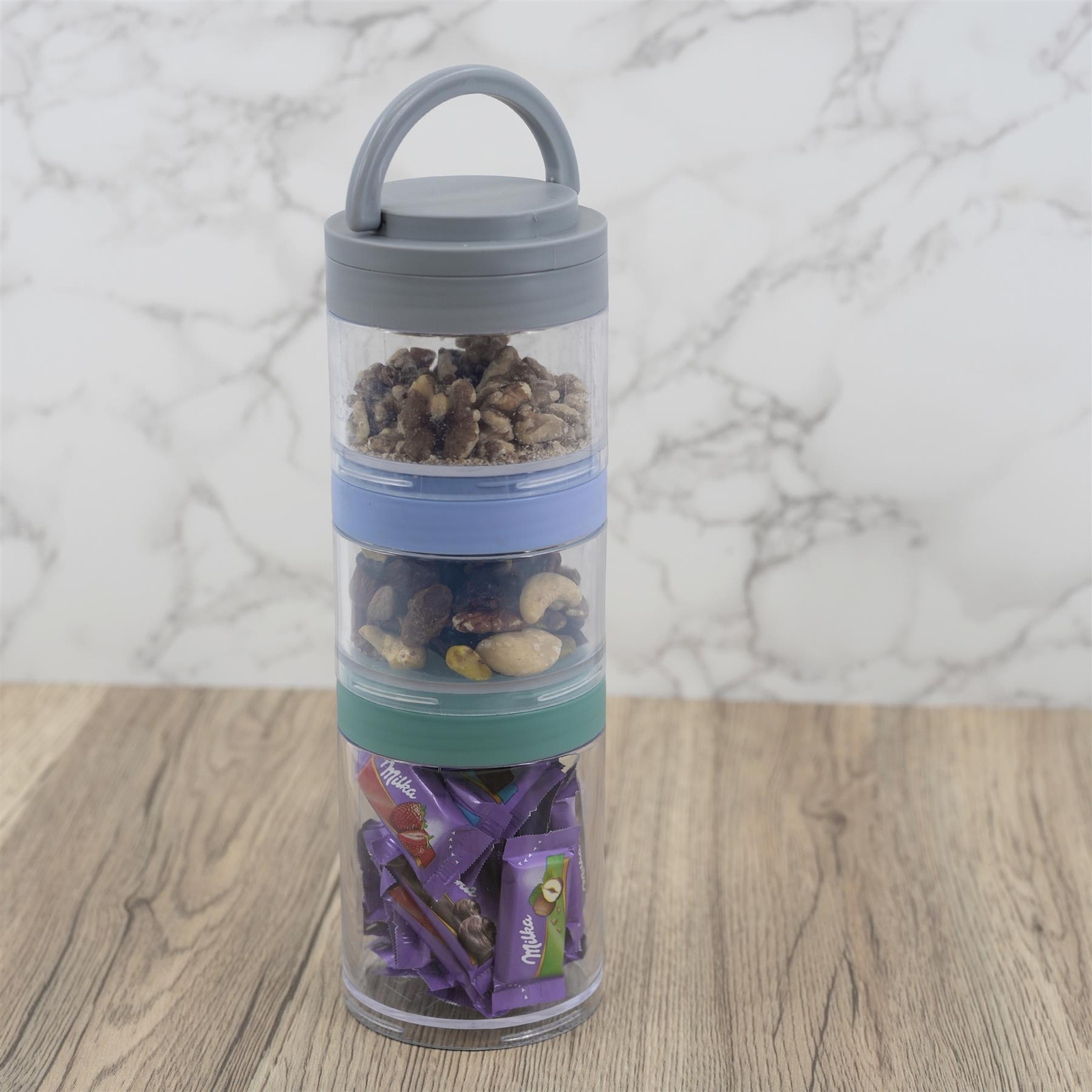 Stackable Snack Tower Food Storage Container Veg Nuts Jars Portable ...