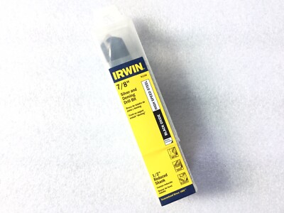 IRWIN 7/8'' x 6'' Silver & Deming Drill Bit 1/2'' Shank Wood/Metal/Plastic
