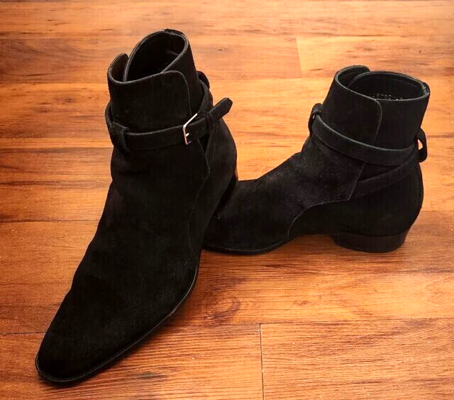 Stivali YSL Saint Laurent Wyatt US 7 5 EU 40 5 UK 6 5 neri scamosciati Jodhpur