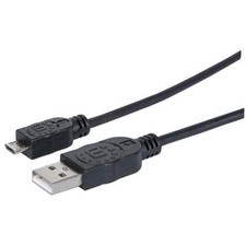Manhattan Cavo USB 2.0 A maschio/Micro B maschio 0,3 m Nero