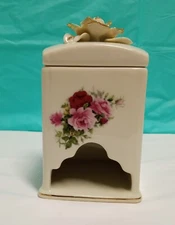 Vtg Formalities Victorian Rose Tea Bag Caddy Dispenser Canister By Baum Bros.