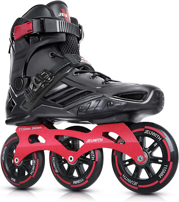   Jeuwith Unisex 3 Wheel Inline Skates Roller Blades 9.5 Men / 10.5 Women 110mm