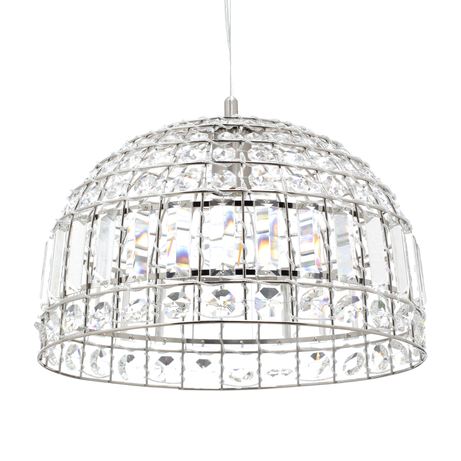 Litecraft Hattie Ceiling Pendant Crystal Effect Dome 1 Light - Polished Nickel