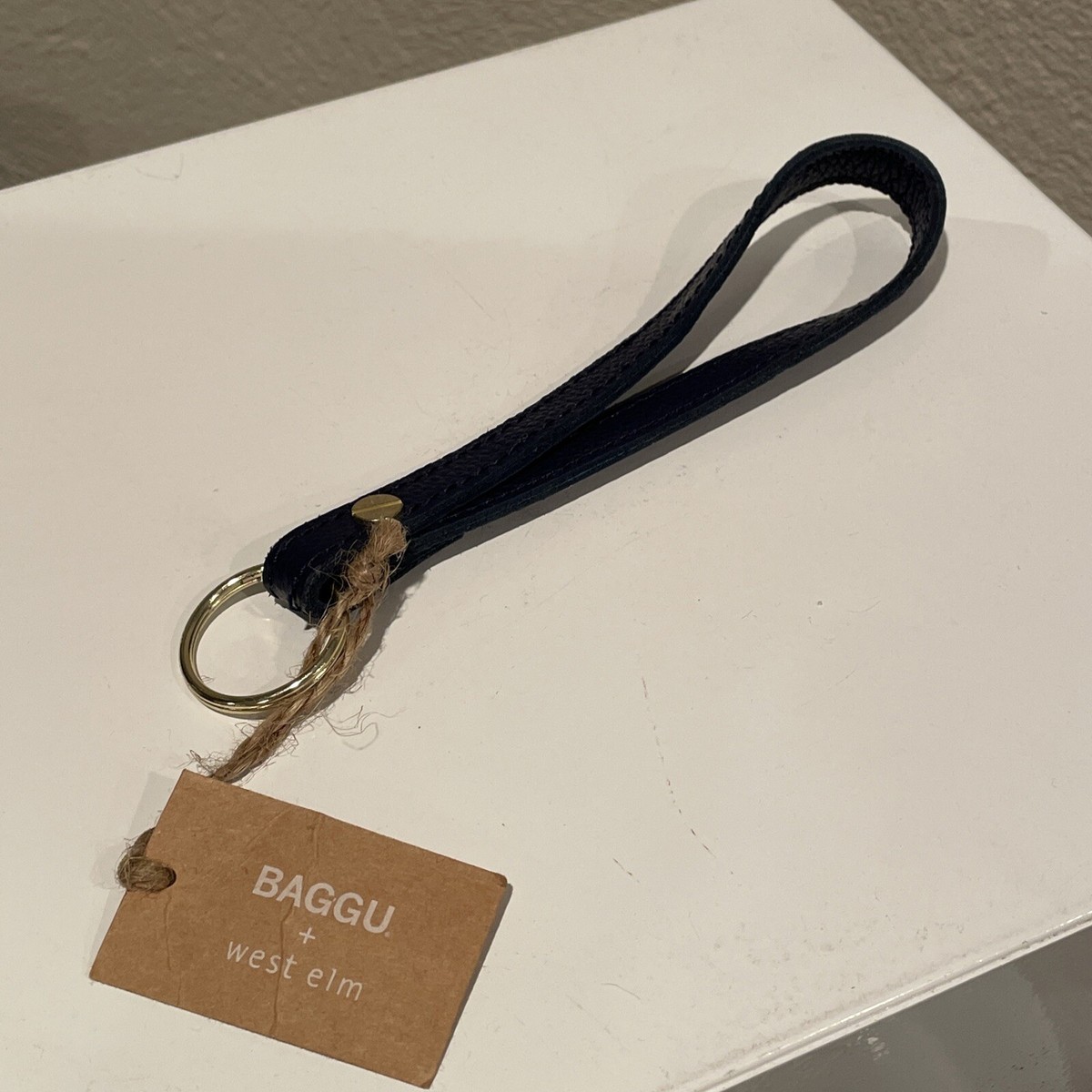 Baggu Leather Loop Keychain Blue NWT