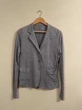 Majestic Filatures Grey Blazer Jacket Linen Silk Mix Pockets Raw Edges Size 4