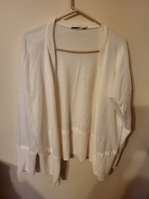 y2k Doe and Rae Sweater Somens Size L White No Button Open Ribbing Neck Bottom L