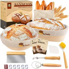 Banneton Bread Proofing Basket Set, Sourdough Starter Kit, 9" Round  10" Oval B