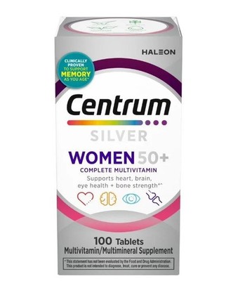 Centrum Silver Womens 50 Plus Multivitamin With Vitamin B C D3 & E 100 Count