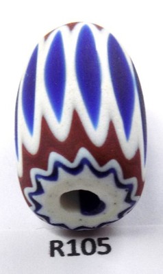 LARGE Oval Antique Venetian Chevron Trade Bead African R105 Bg 87