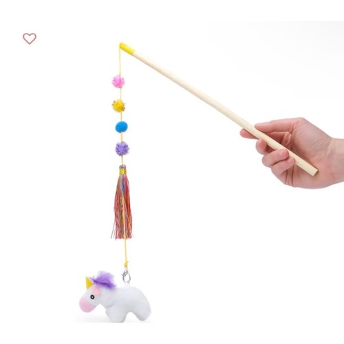NEW Zippy Claws ZippyStick Unicorn Cat Toy Wand Pom Pom Tassel Interactive Play