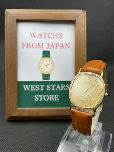 [Excellent] Vintage SEIKO Dolce 6030-5410 Gold Quartz Men's Watch From JAPAN