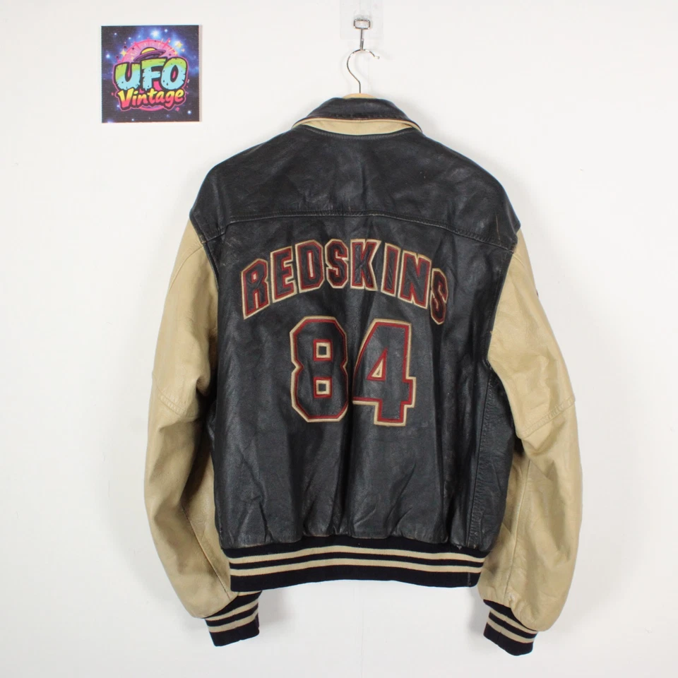 Redskins 84 Vintage Leather Varsity Jacket Mens XL Navy College Baseball USA - Image 2 of 4