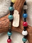 Czech Glass Harlequin Bead Necklace 1930s-1950s Floral Clasp Paper Tag Attached — photo 4