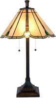 Lumilamp Tiffany Tischlampe Ø40X67 Cm Beige Braun Glas Polyresin E27 Fassung