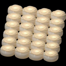 24pcs Flameless Floating Candles, White Rose Plastic Tealight Battery Operate...