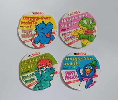 NUTELLA HAPPY-STAR MOBILES SET KINDER SURPRISE FIGURES VINTAGE FERRERO GERMANY
