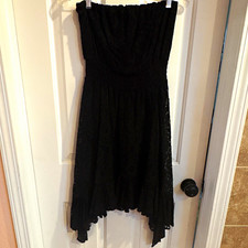 GUESS Women's S Black Strapless Sleeveless Solid A-Line Midi Dress