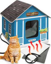 Deluxe Heated Cat House for Winter - Weatherproof, Insulated, Easy Assembly, Cat