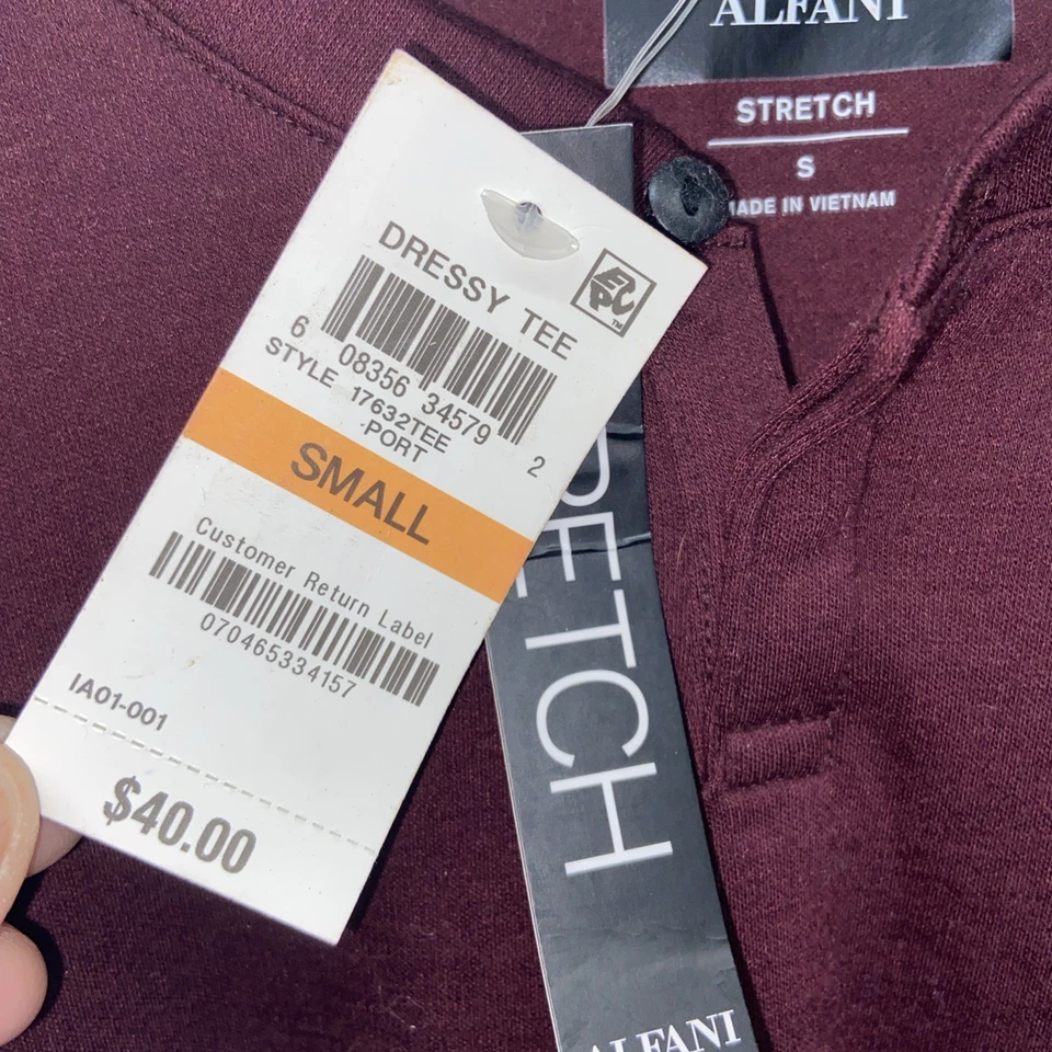 Camiseta Alfani Elástica Elegante Talla Pequeña Camisa Manga Corta Púrpura Nueva con Etiquetas L5 Foto 3 de 4
