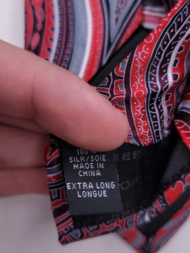 Geoffrey Beene Mens Formal Necktie 63"Lx3.5"W Red/Gray Neck Tie Foto 4 de 4