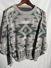 Vintage 90s Southwest Aztec Sz L Sweater abstract geometric