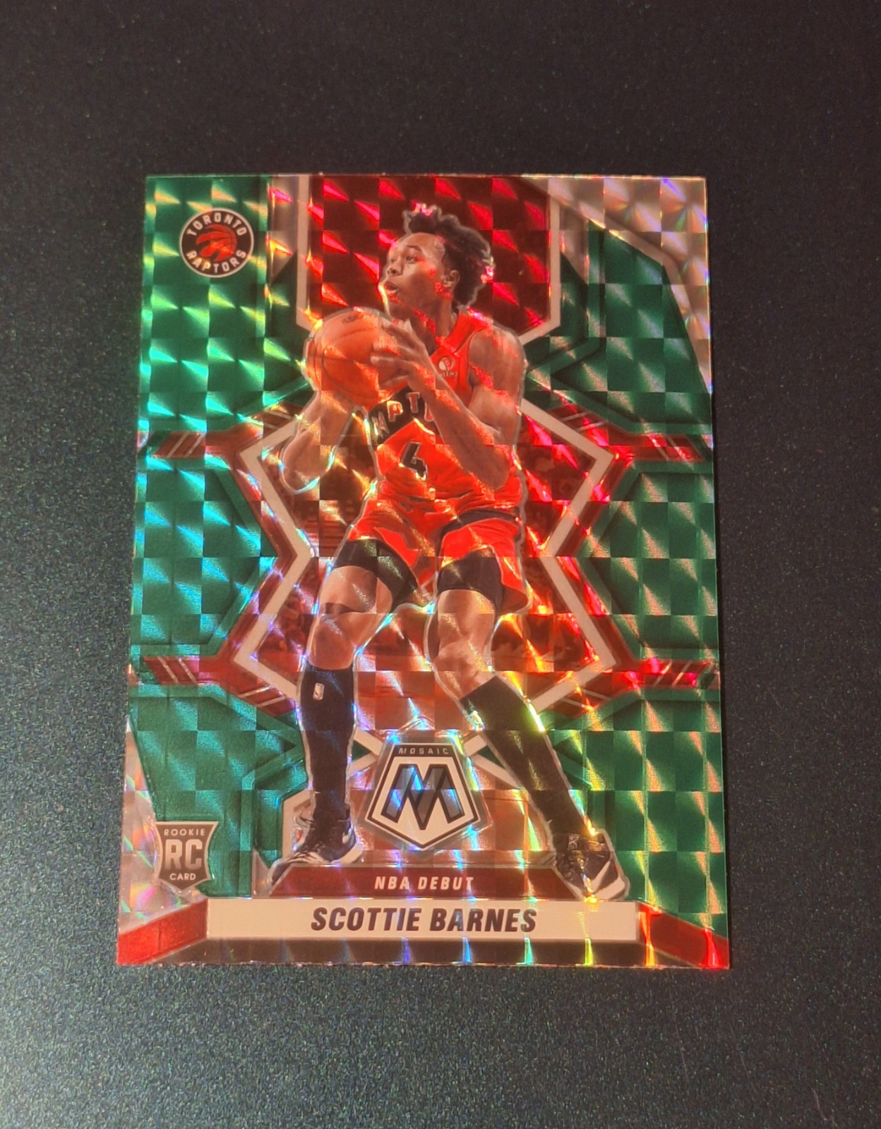 Scottie Barnes 2021-22 Mosaic GREEN PRIZM Rookie Card #264 RC Toronto Raptors